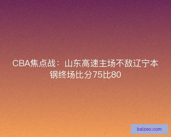 CBA焦点战：山东高速主场不敌辽宁本钢终场比分75比80